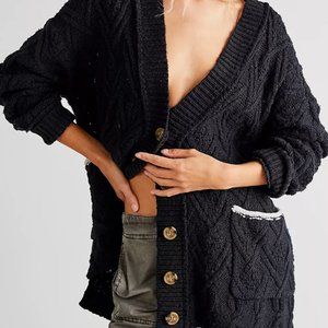 Free People Montana Cardigan Black Brand New NWT